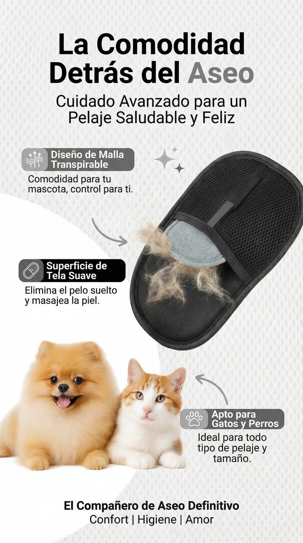 Guante Removedor de Pelo 2 en 1