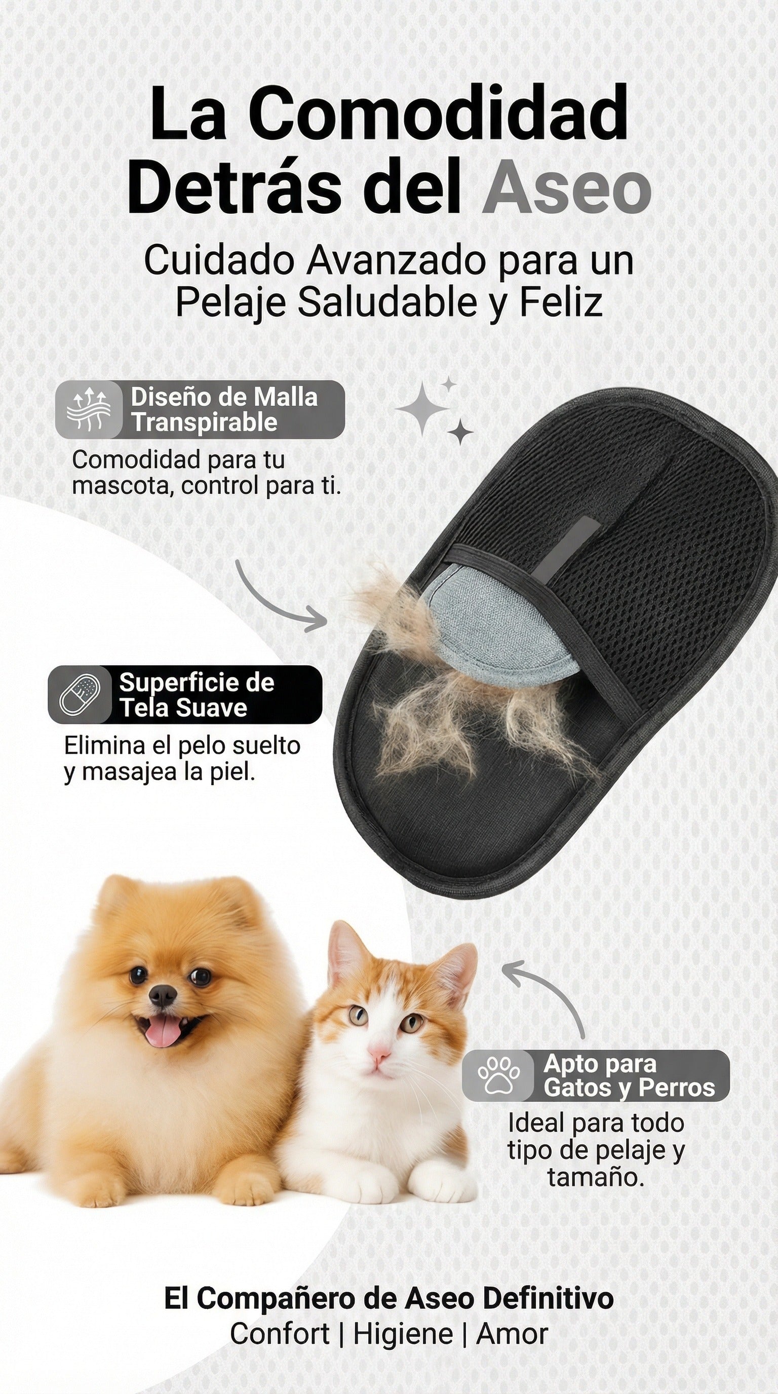Guante Removedor de Pelo 2 en 1