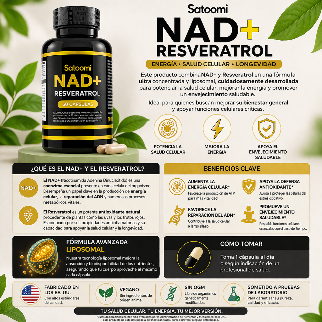 NAD + Resveratrol Suplemento 60 Capsulas Premium